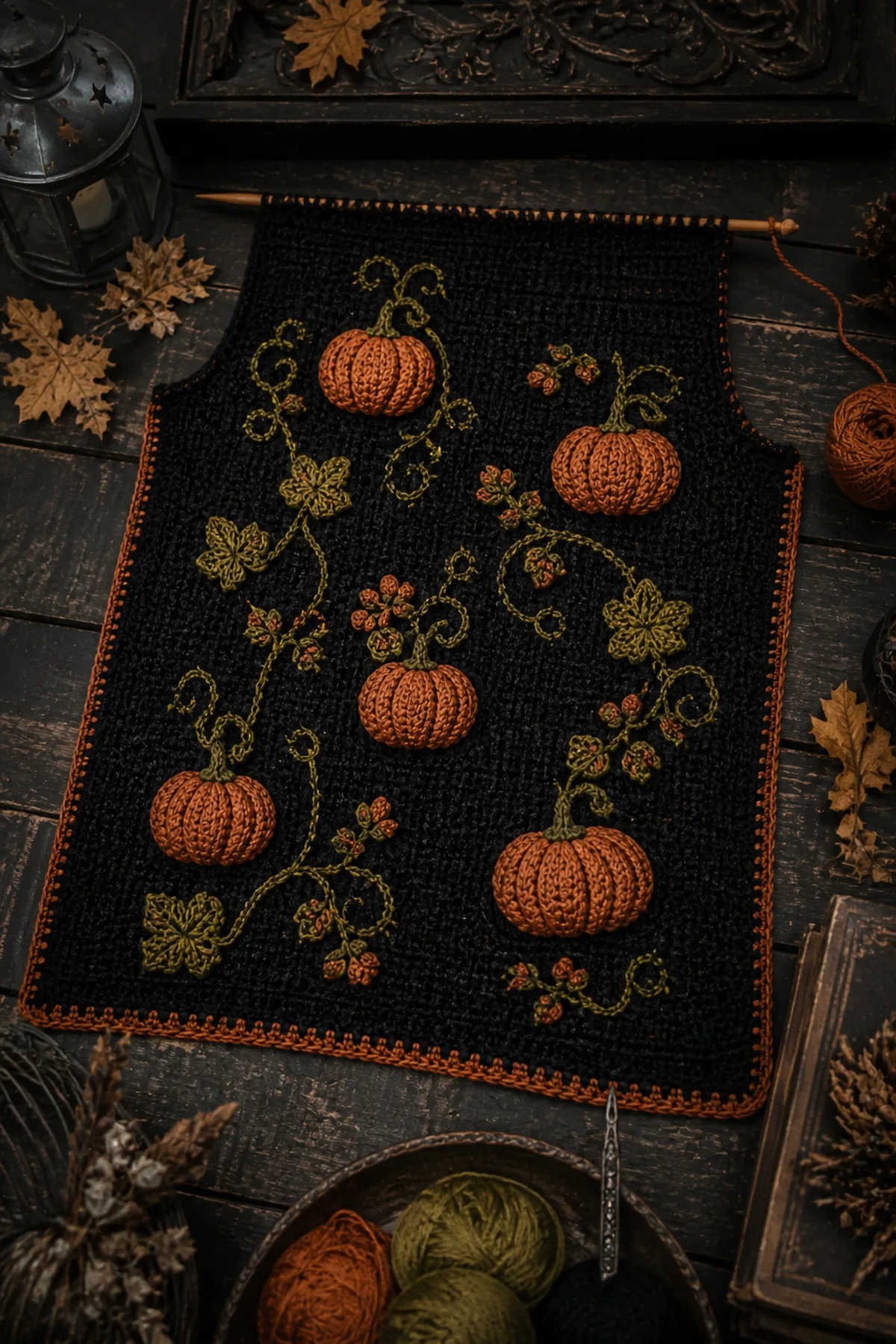 Black 72-stitch crochet cardigan back panel in progress with neat half double crochet rows